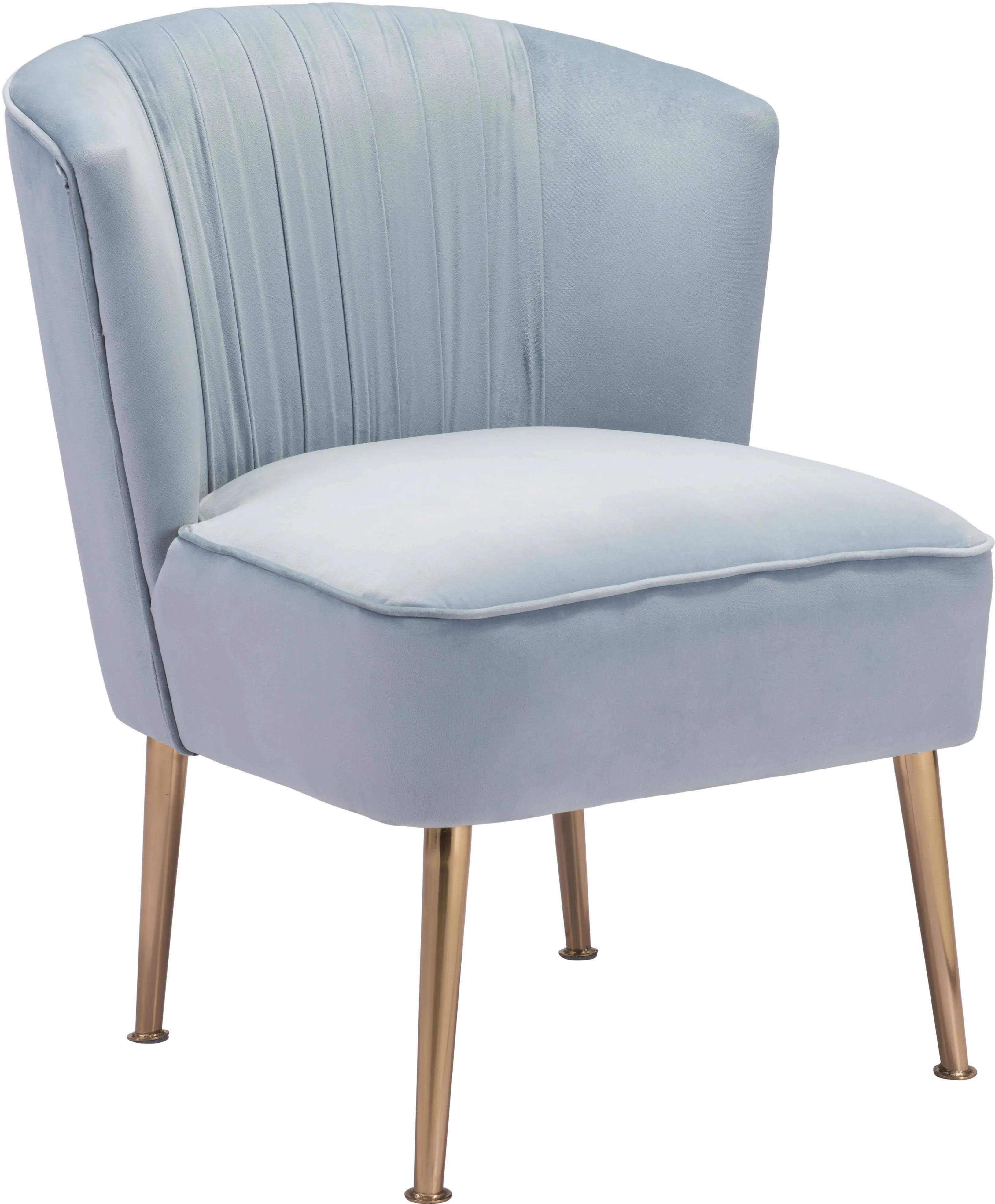 Andes Glam Blue Velvet Accent Chair