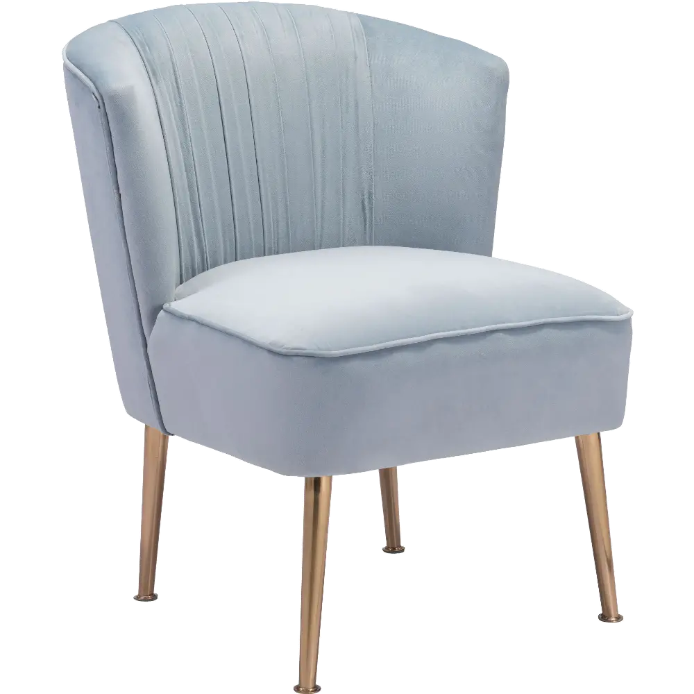 Andes Glam Blue Velvet Accent Chair-1