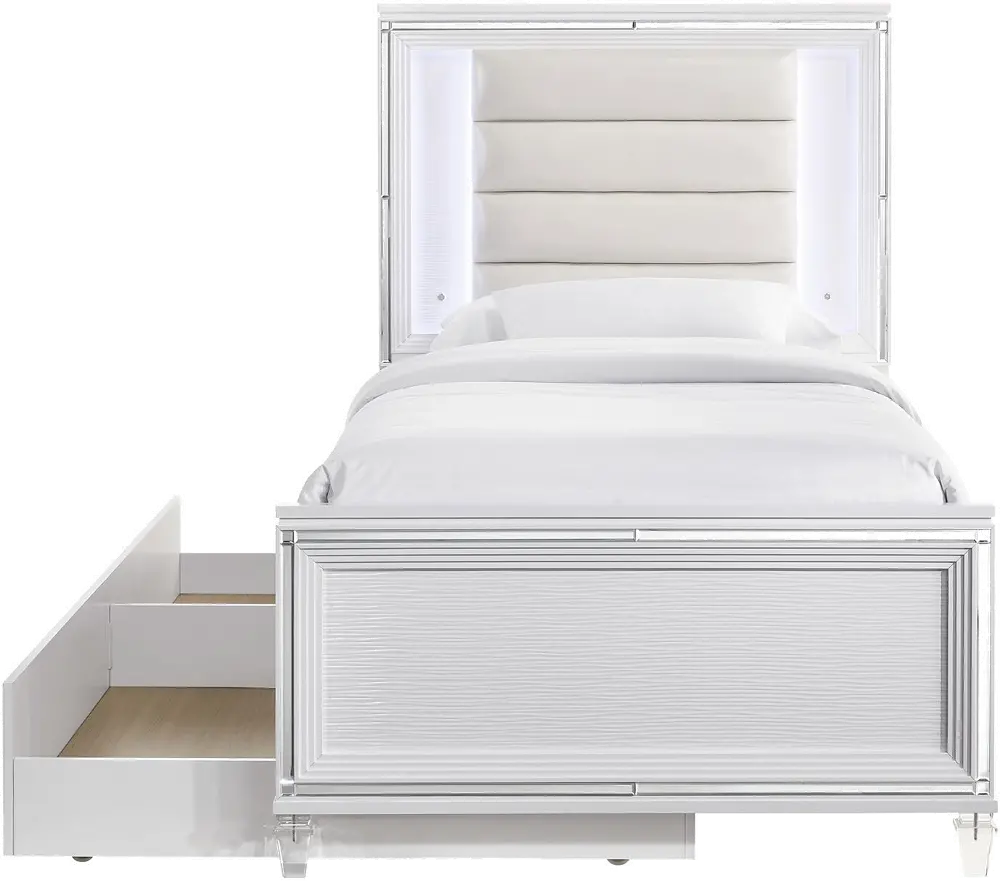 Posh White Twin Bed with Trundle-1