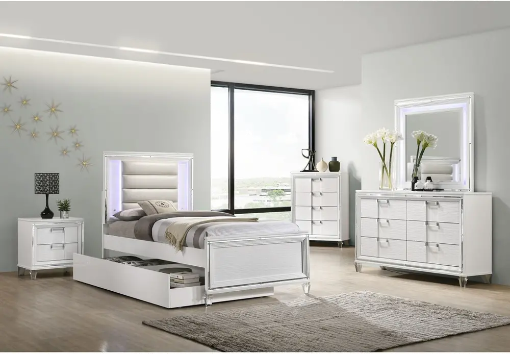 Posh White 4 Piece Twin Bedroom Set-1