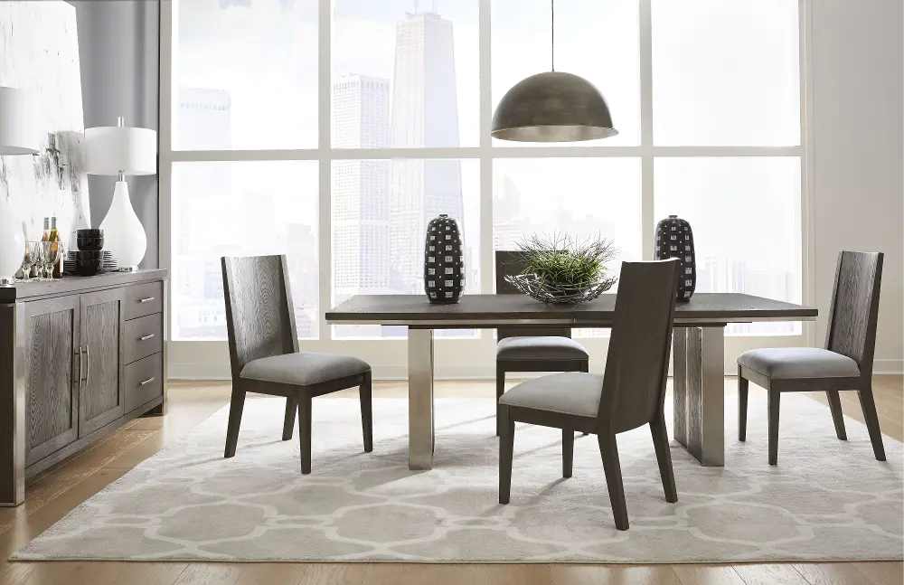 Modern Gray 5 Piece Dining Room Set - Plata-1