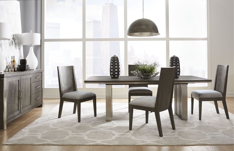 Modern Gray 5 Piece Dining Room Set, Modern Design Dining Room Sets