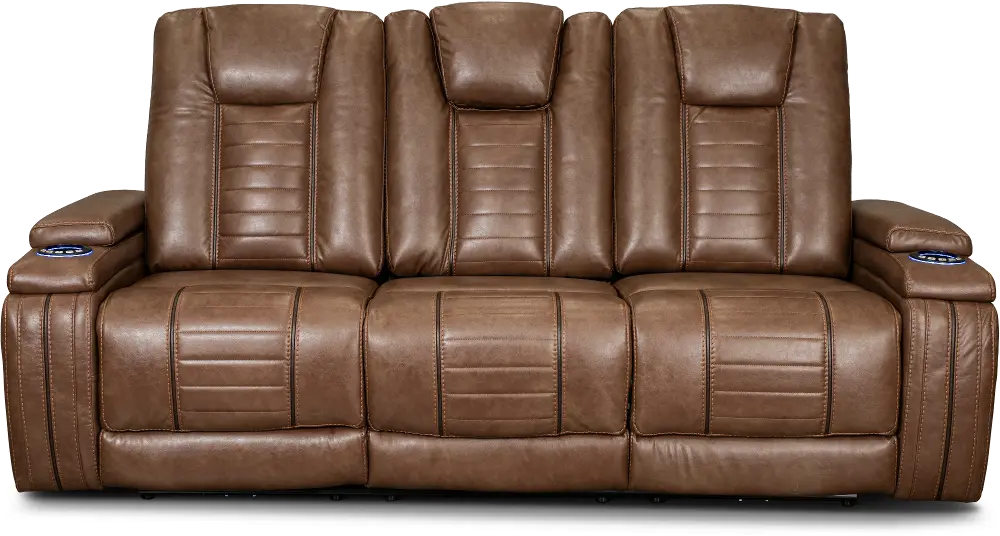 Megan Umber Brown Power Reclining Sofa with Drop Down Console-1