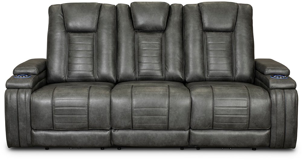 Megan Tinsmith Gray Power Reclining Sofa with Drop Down Console