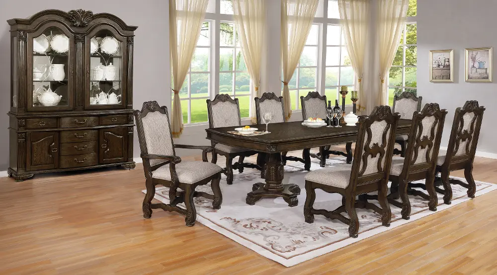 Renaissance Traditional Dark Brown 5 Piece Dining Set-1