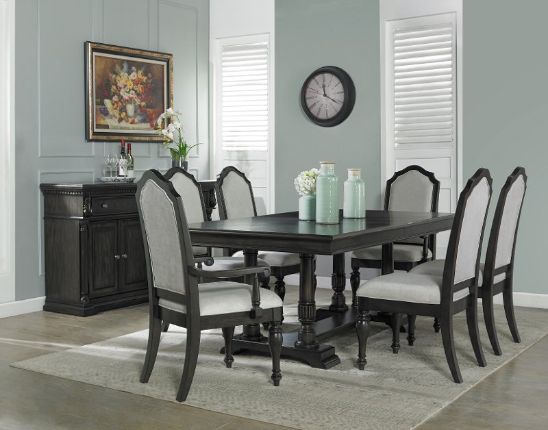 Dark Brown 5 Piece Dining Room Set, Gray And Brown Dining Room Set