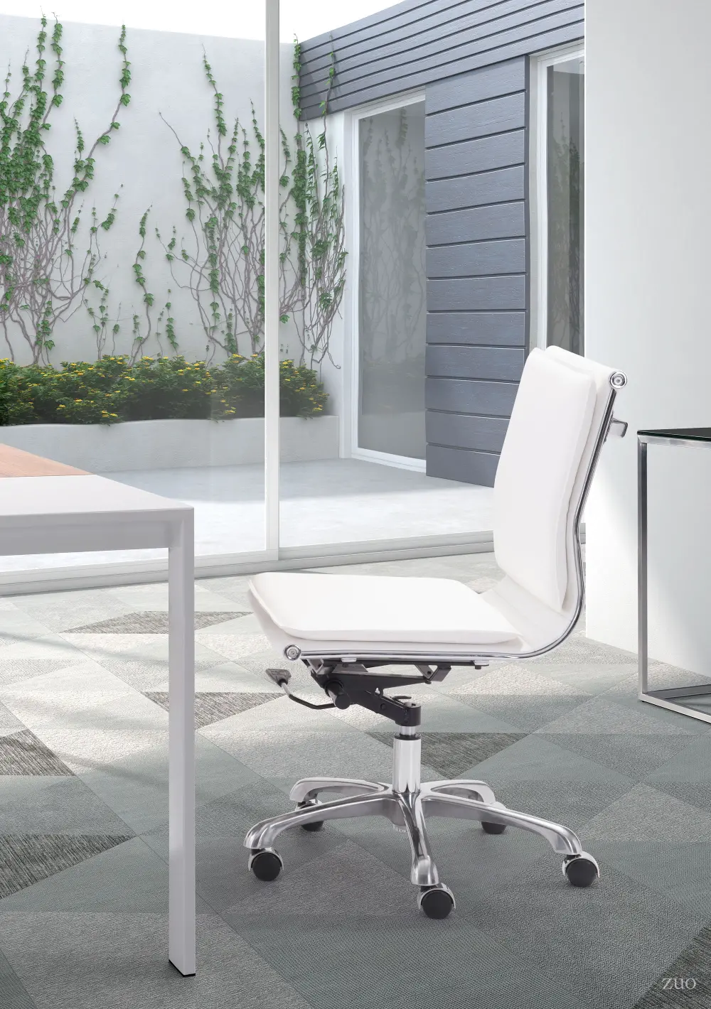 White Armless Office Chair - Lider Plus-1