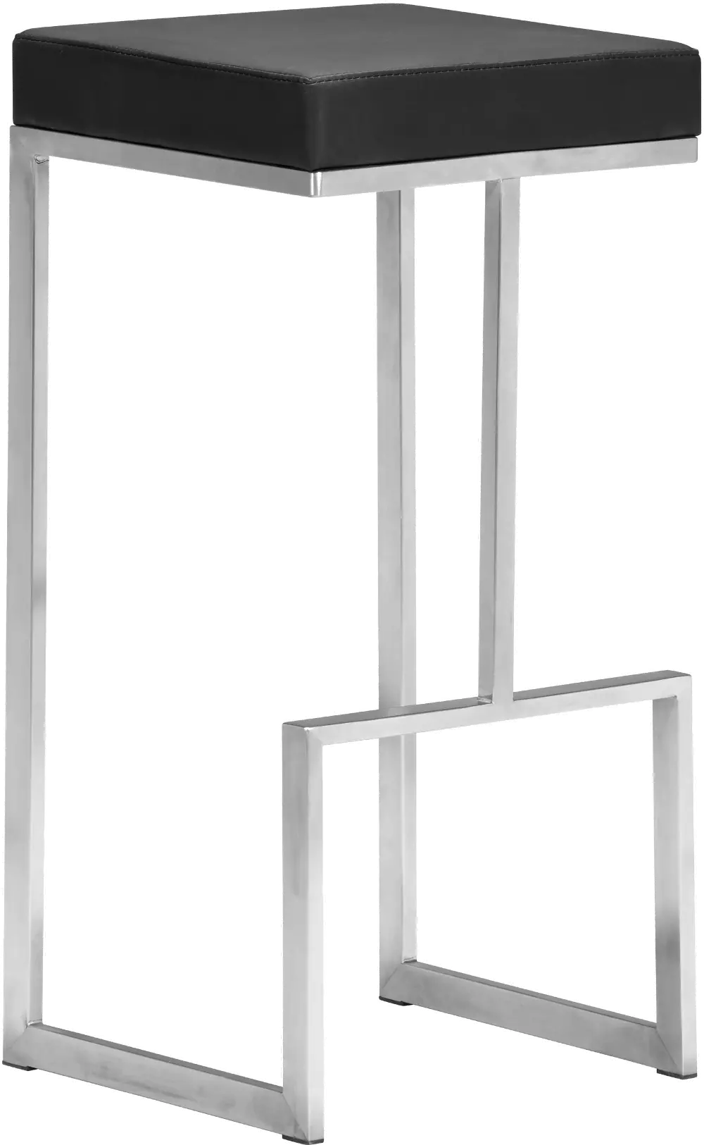 Modern Chrome and Black Upholstered Bar Stool (Set of 2) - Darwen-1