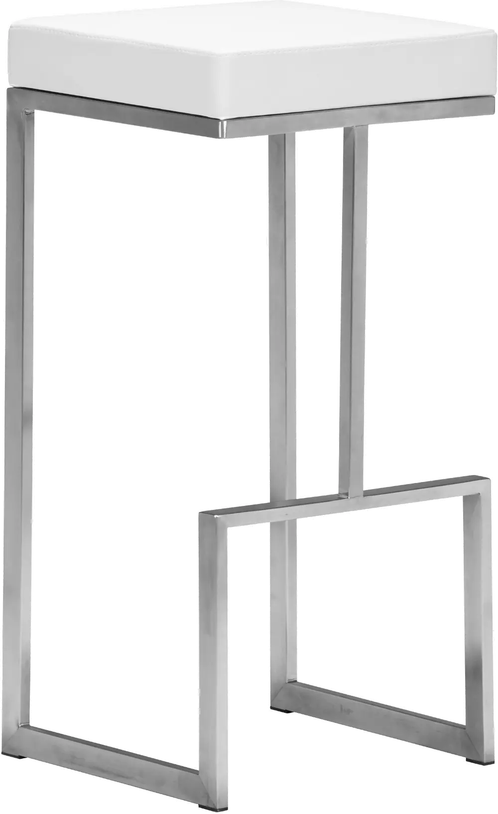 Modern Chrome and White Upholstered Bar Stool (Set of 2) - Darwen-1