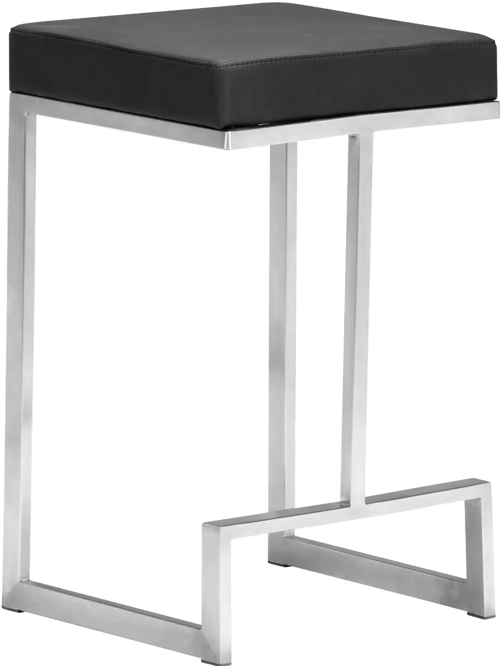 Modern Chrome and Black Upholstered Counter Height Stool (Set of 2) - Darwen-1