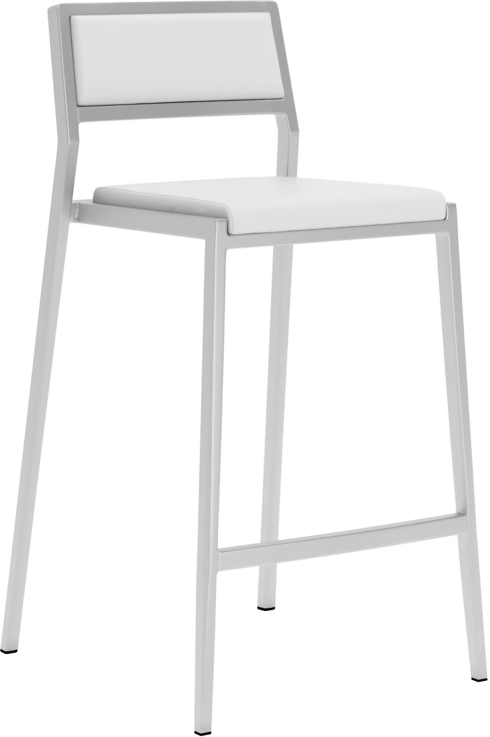White and Chrome Counter Height Stool (Set of 2) - Dolemite