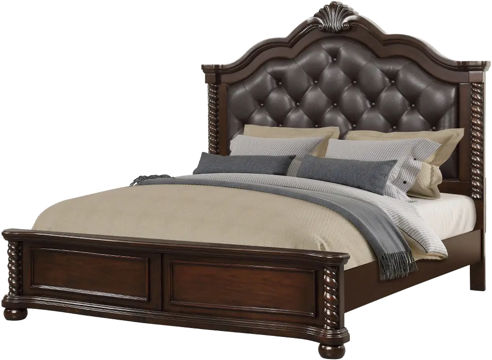 Traditional Brown Cherry King Bed - Montarosa-1