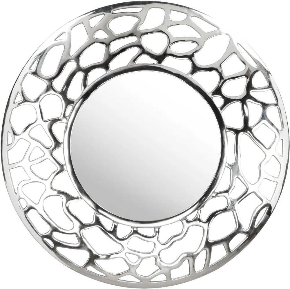 Silver Aluminum Round Wall Mirror - Reef-1