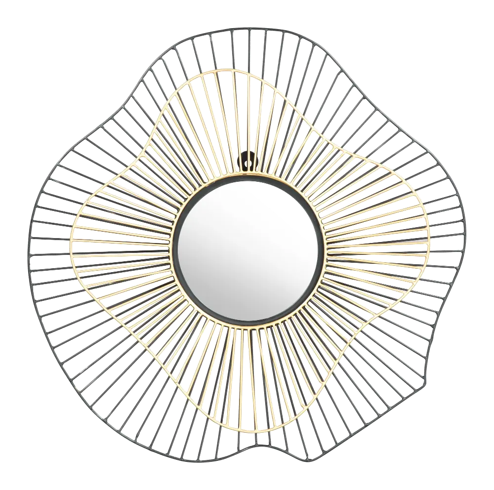 Contemporary Black and Gold Wall Mirror - Comet-1