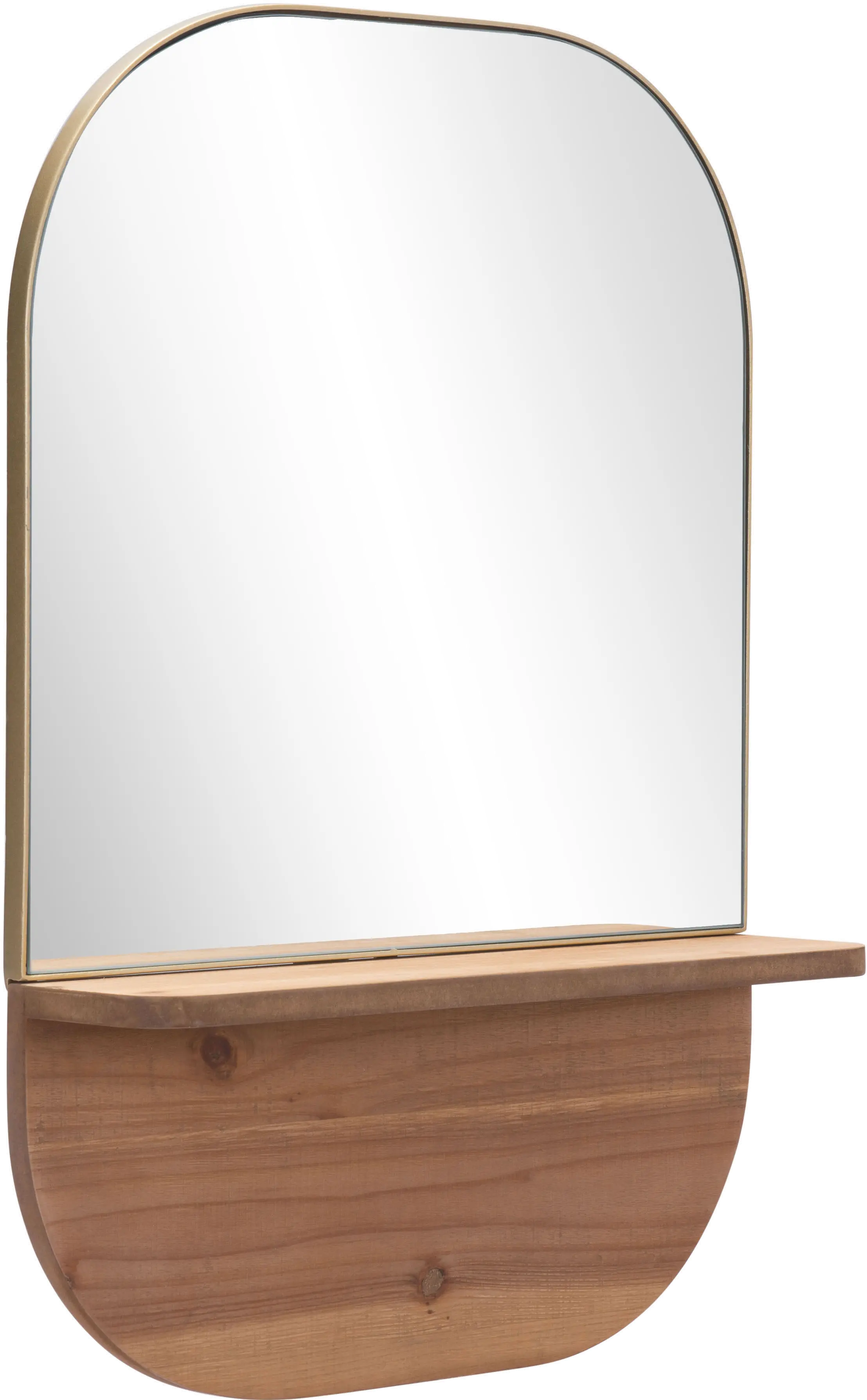 Gold and Brown Wood Shelf Mirror - Meridian