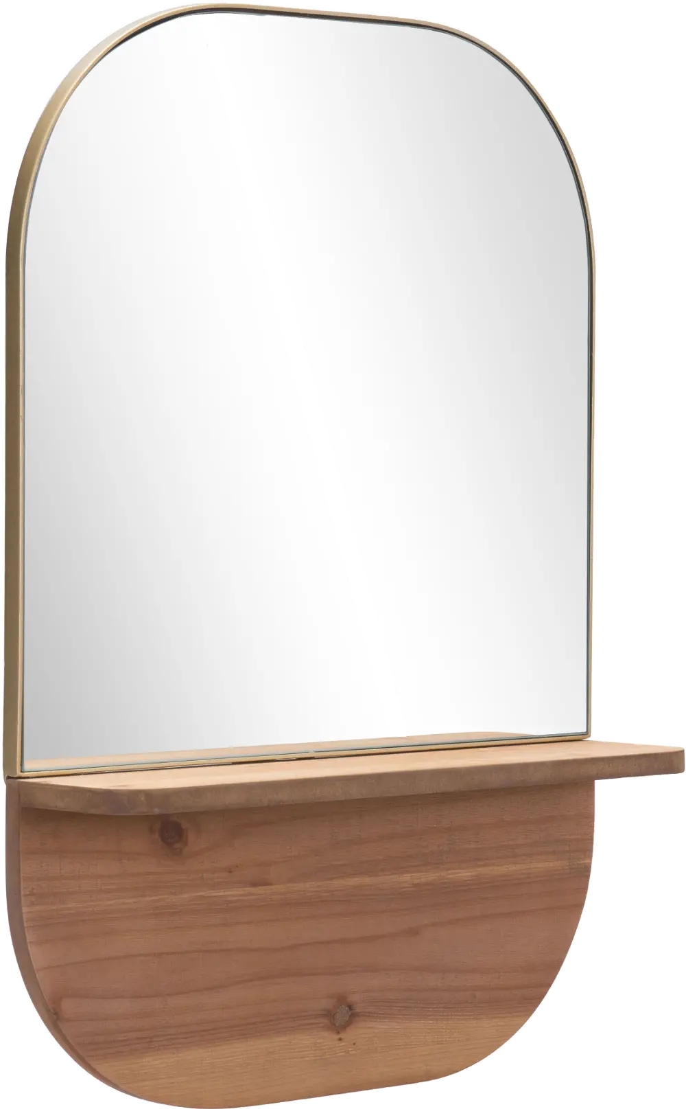 Gold and Brown Wood Shelf Mirror - Meridian-1
