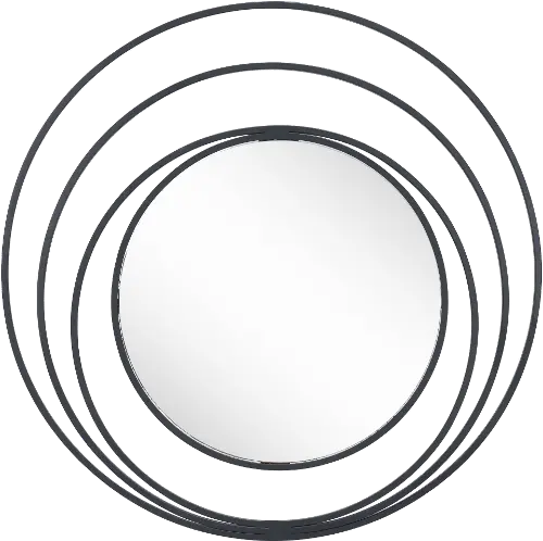 Luna Industrial Round Black Wall Mirror