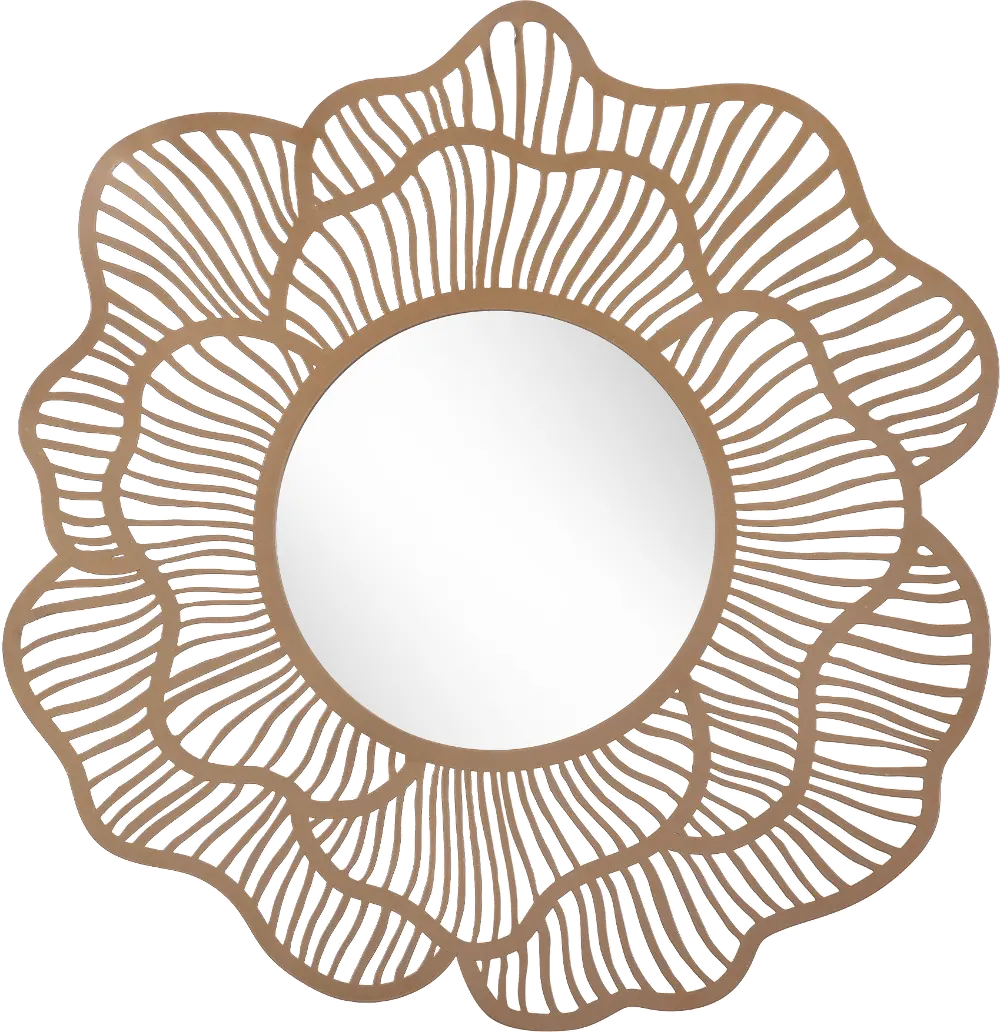 Gold Flower-Shaped Wall Mirror - Ketu-1