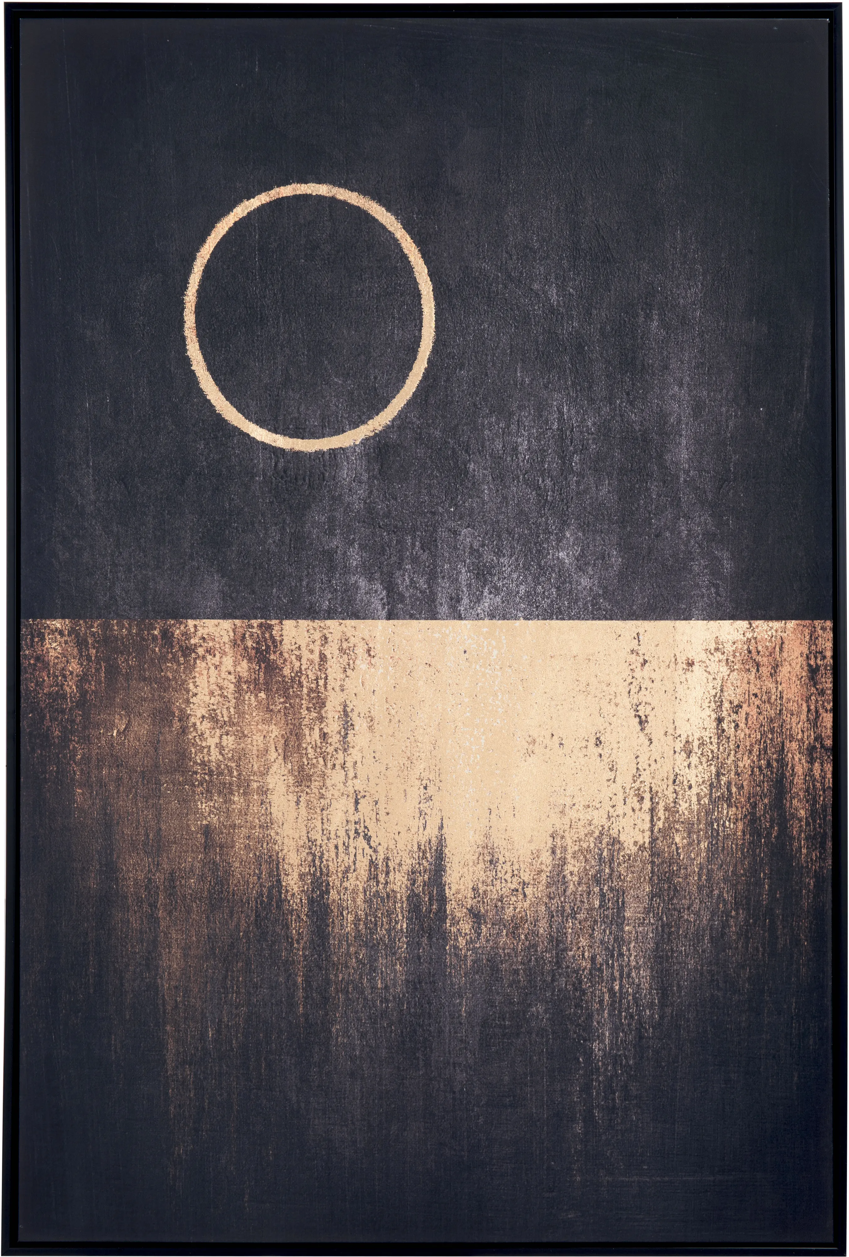 Black and Gold Full Moon Rises Canvas Wall Art