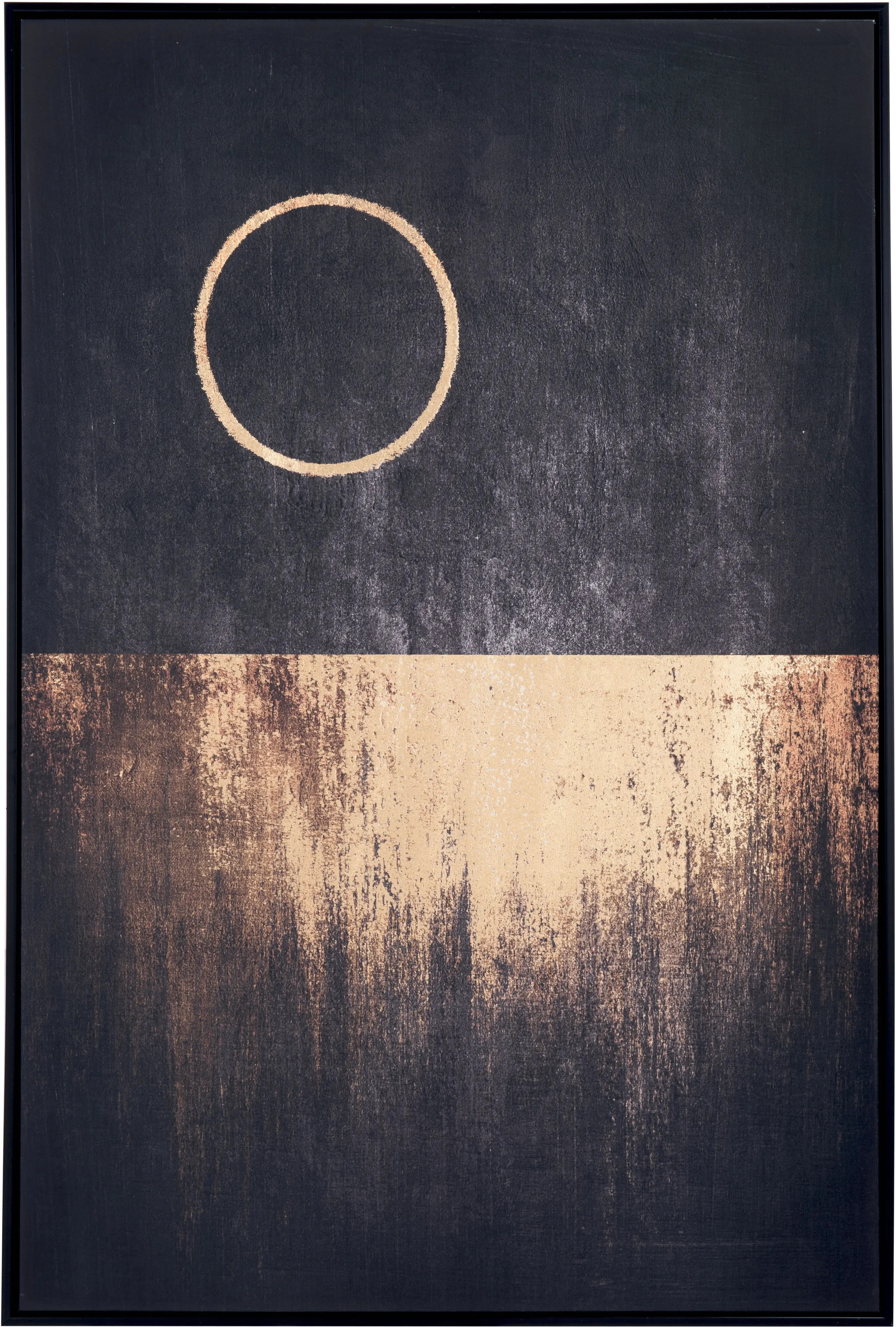 A12192 Black and Gold Full Moon Rises Canvas Wall Art sku A12192