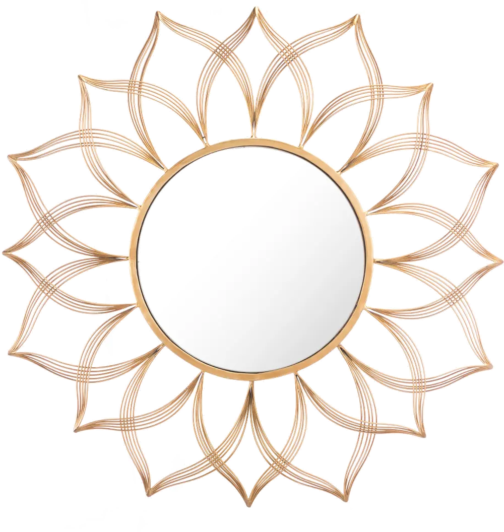 Gold Flower Shaped Wall Mirror-1