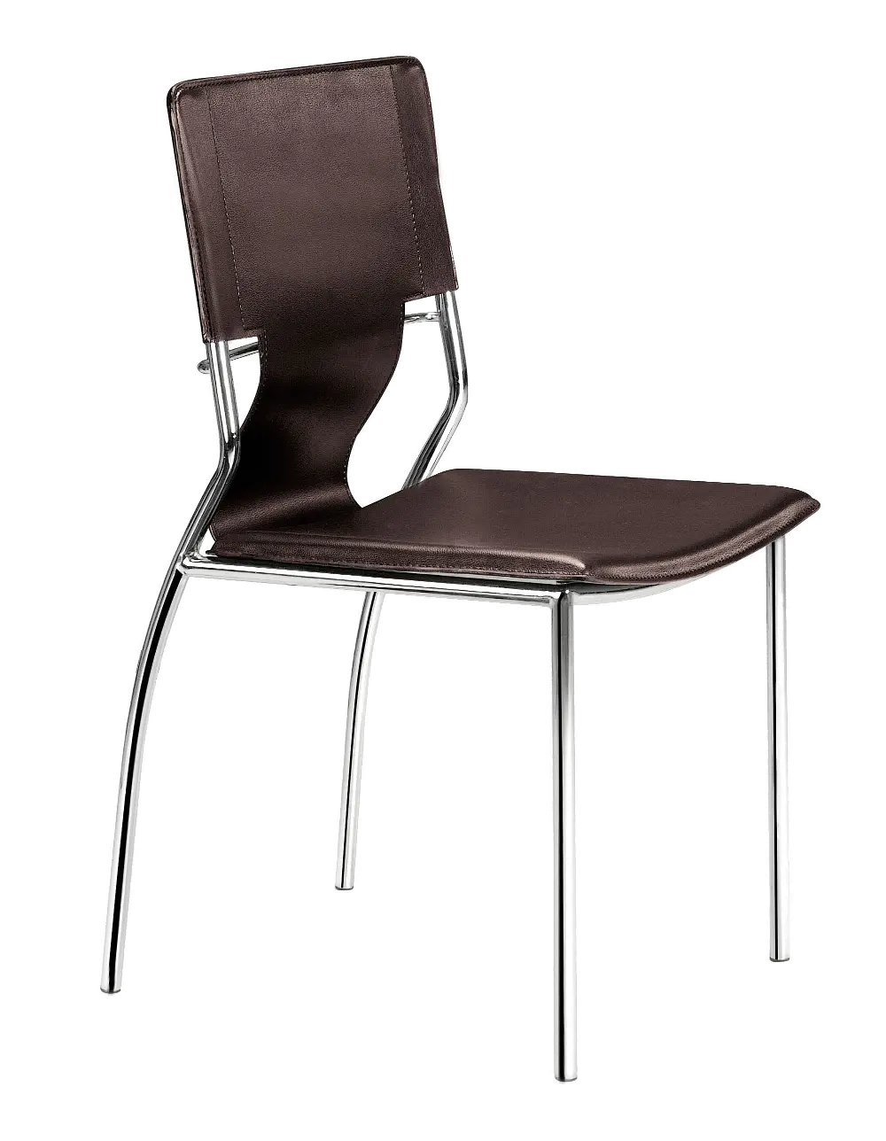 Modern Dark Brown and Chrome Dining Room Chair (Set of 4) - Trafico-1
