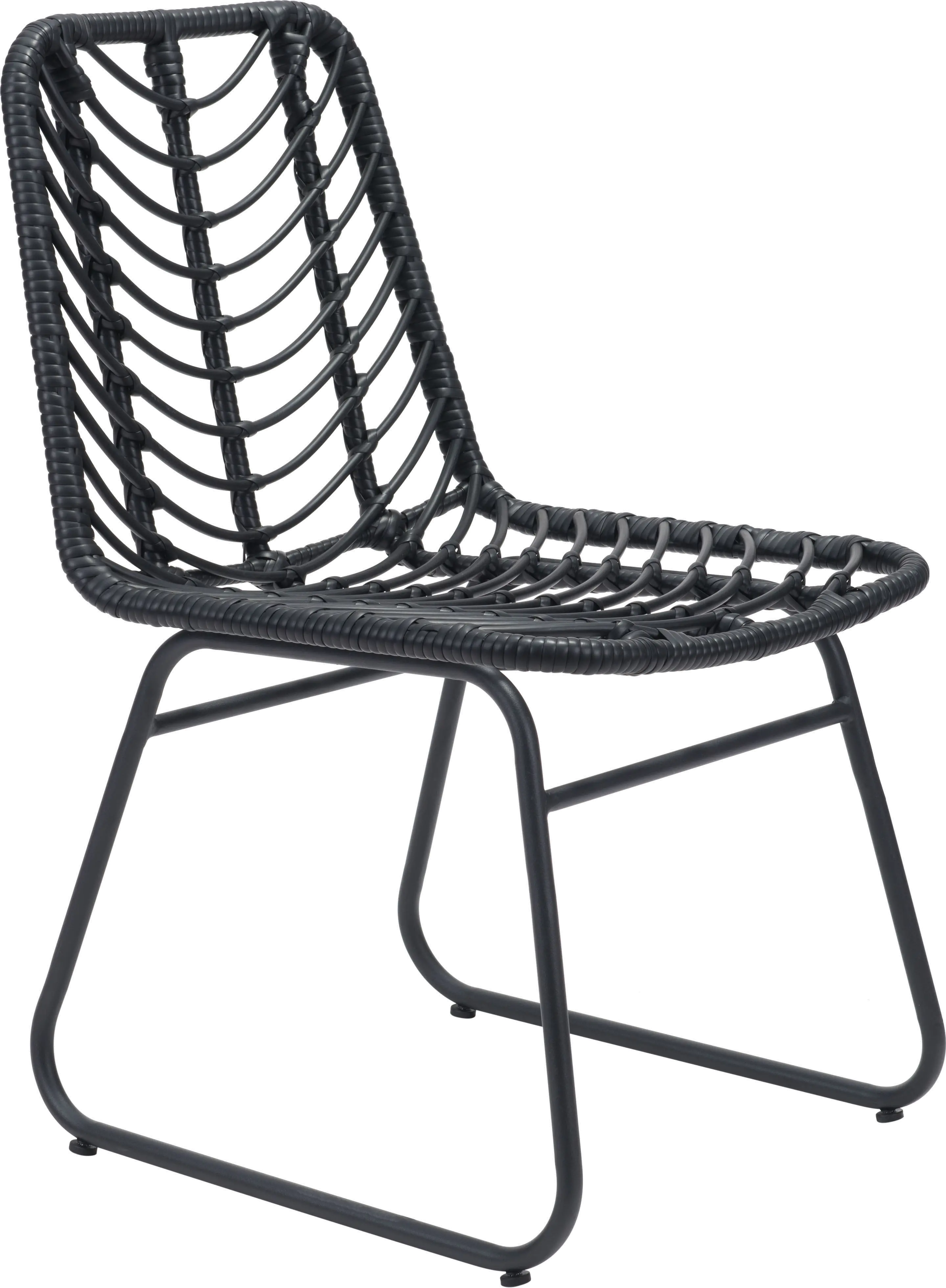 703944 Pair of Modern Black Patio Dining Chairs - Laporte sku 703944