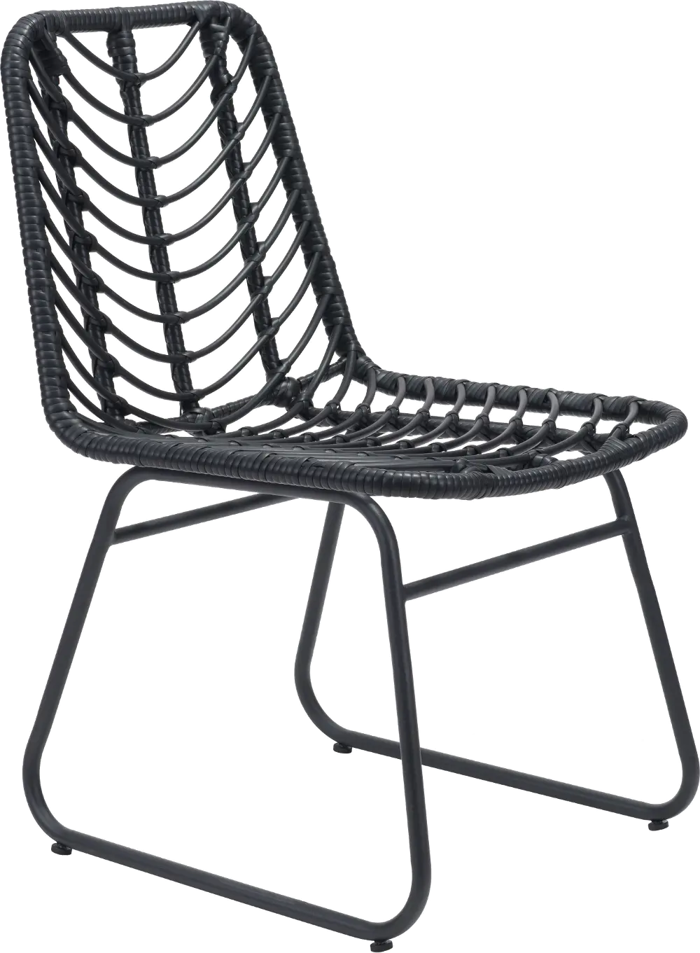 Pair of Modern Black Patio Dining Chairs - Laporte-1