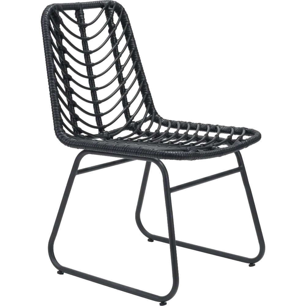 Pair of Modern Black Patio Dining Chairs - Laporte-1