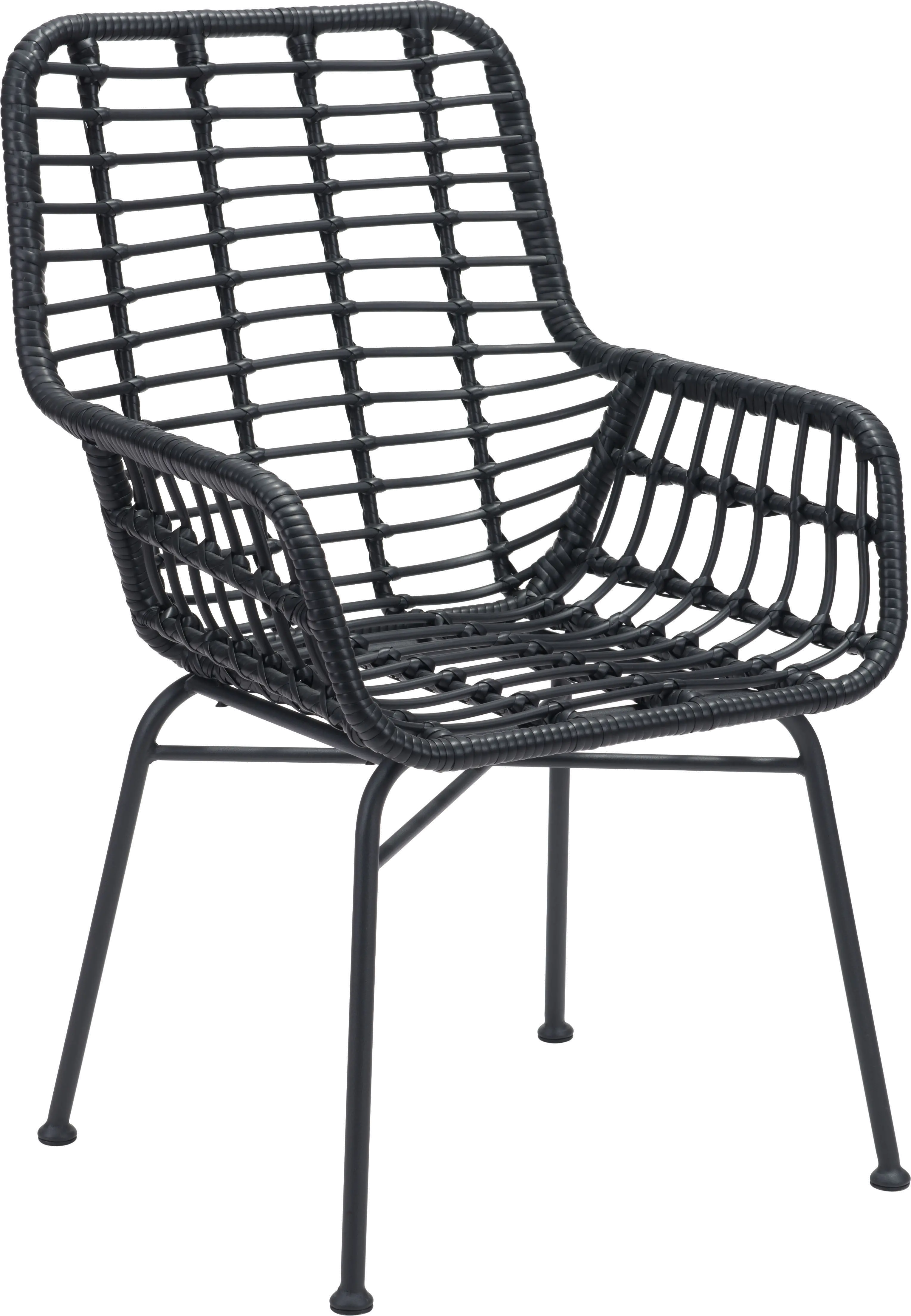 703942 Pair of Black Modern Patio Dining Chairs - Lyon sku 703942