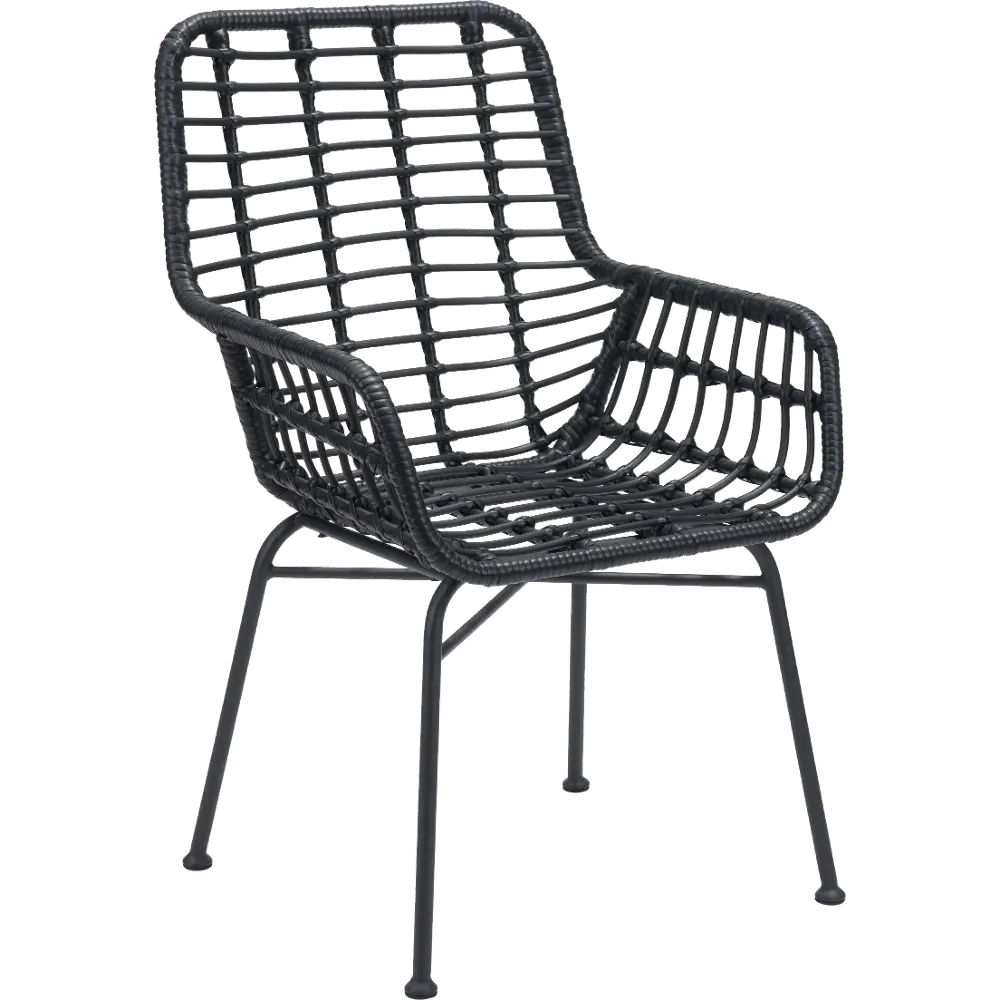 Pair of Black Modern Patio Dining Chairs - Lyon-1