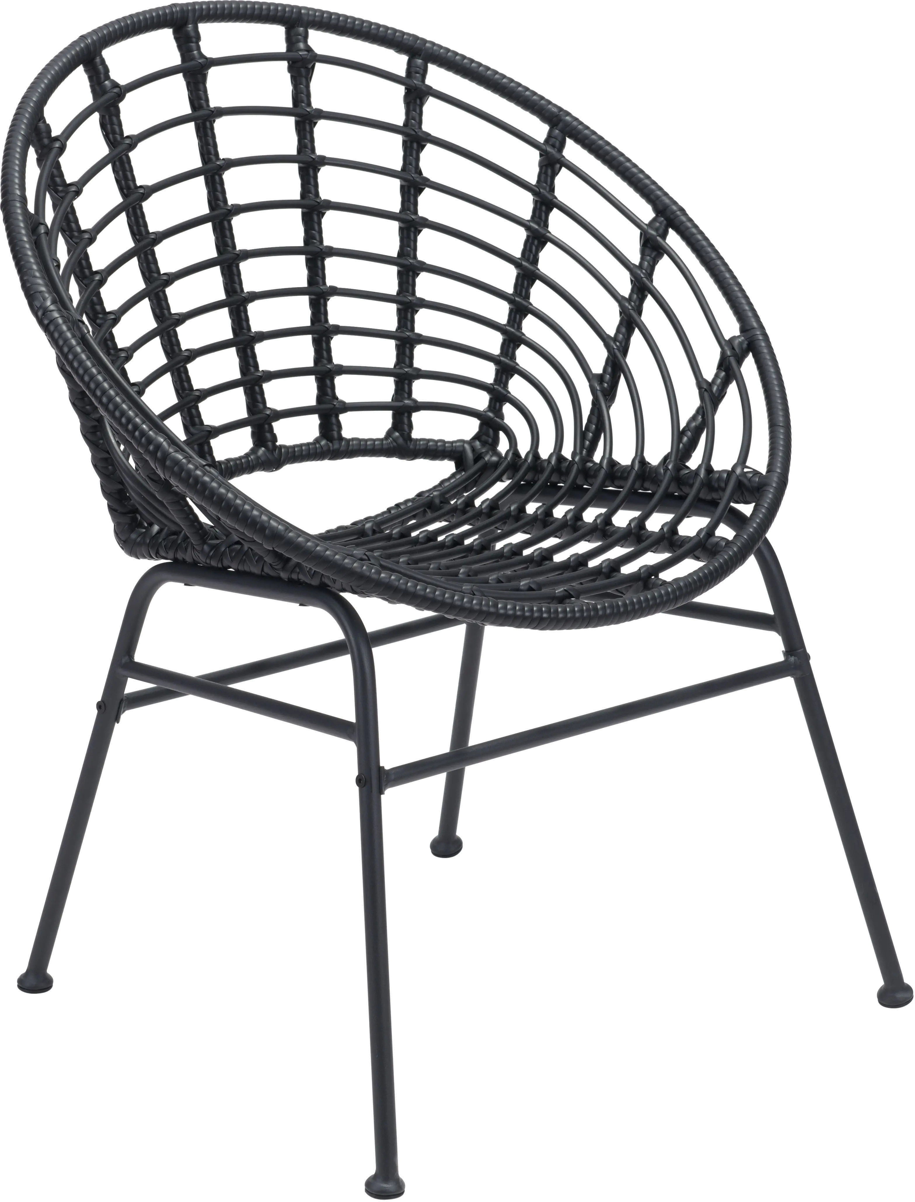 703940 Pair of Black Modern Patio Dining Chairs - Cohen sku 703940