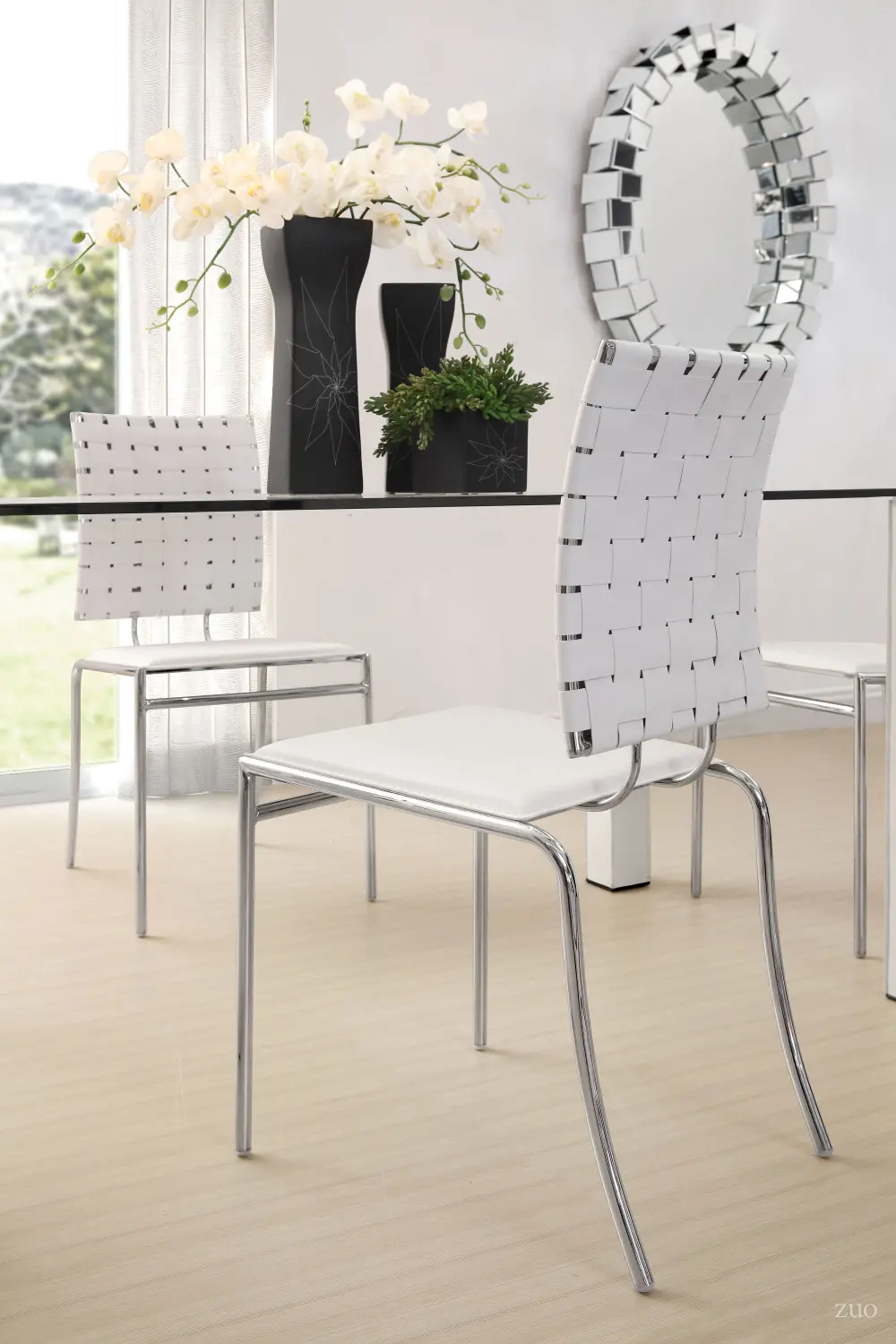 White Dining Room Chair (Set of 4) - Criss Cross-1