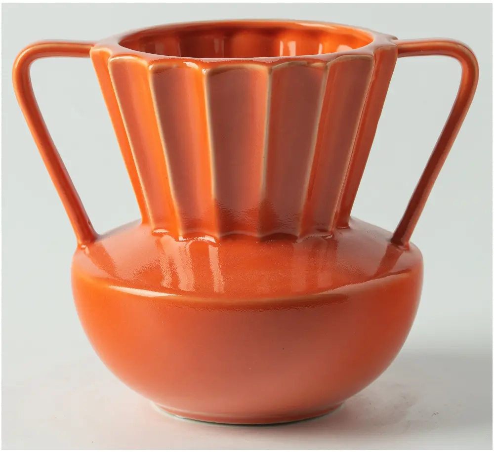 Orange Vase with Two Handles-1
