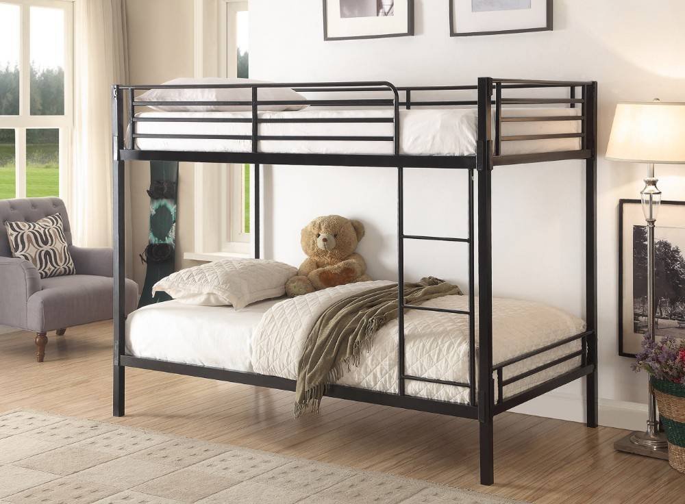 112176623 Black Metal Twin-over-Twin Bunk Bed - Boltzero sku 112176623