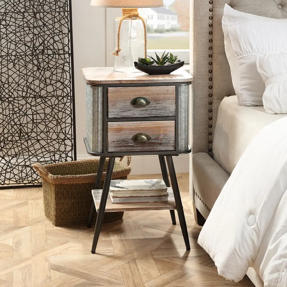 Washed Gray Industrial Side Table - Alta-1
