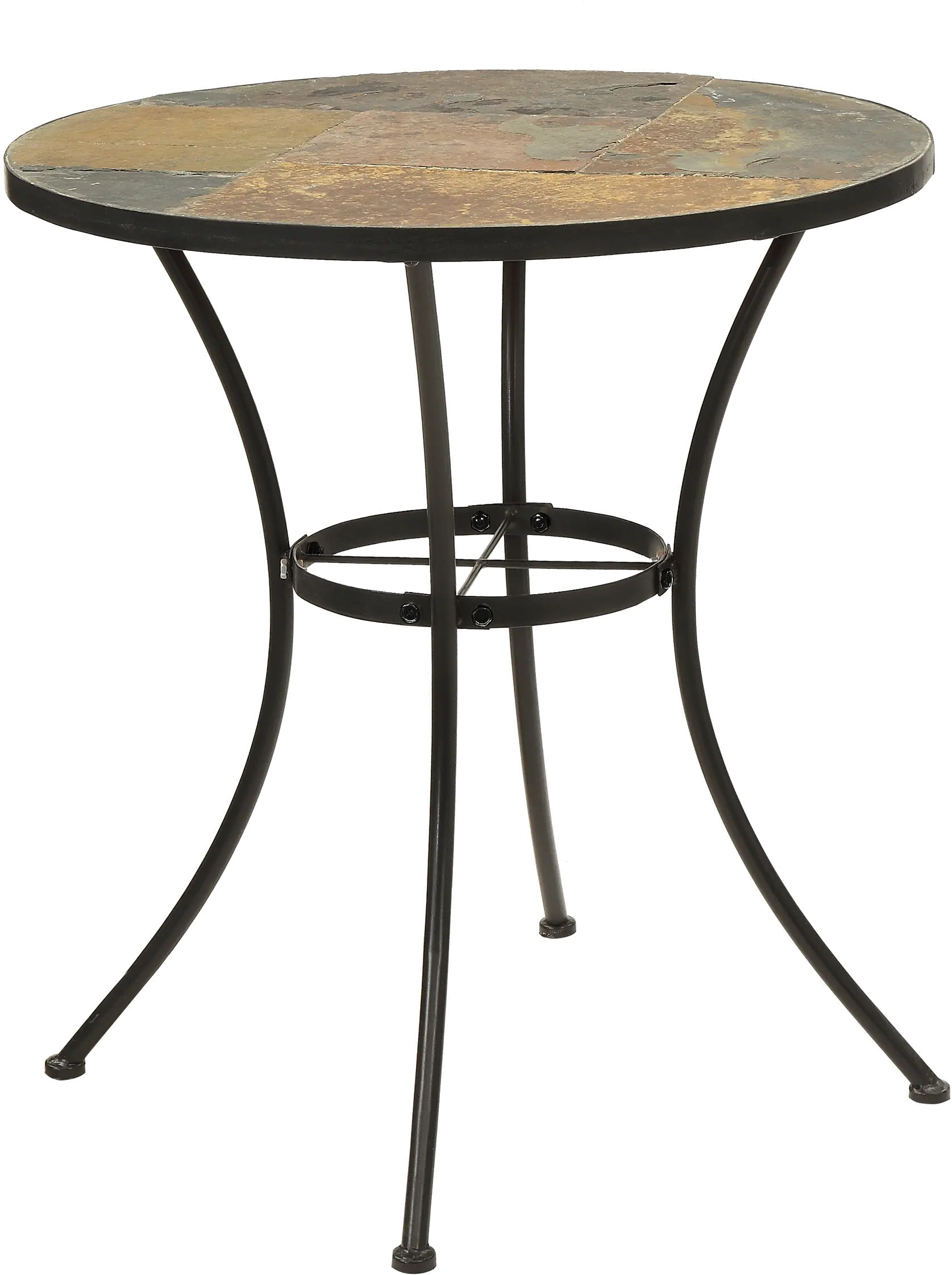 Round Bistro Table with Slate Top - Stone