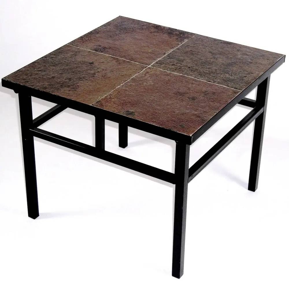Square Slate End Table - Stone-1