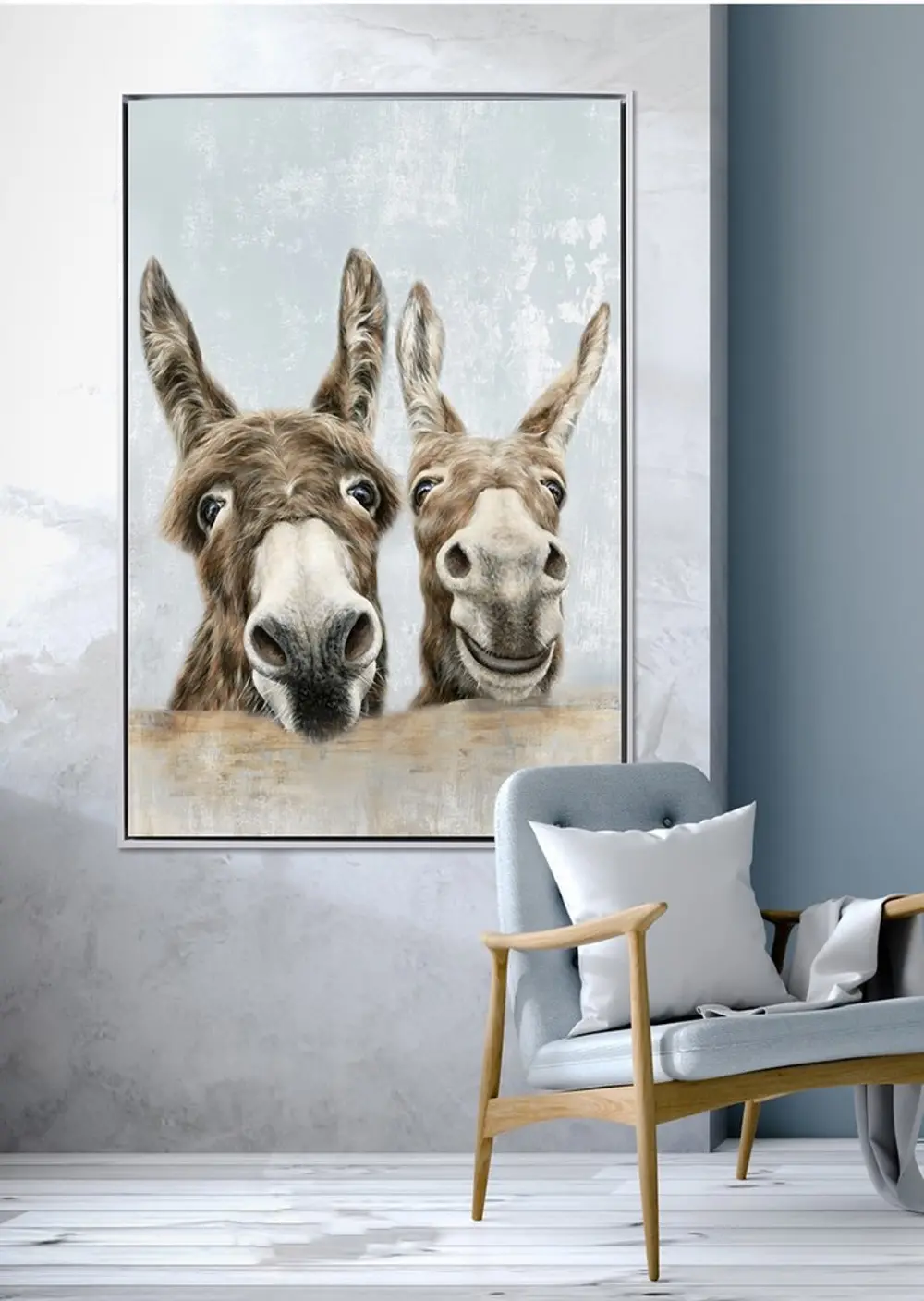 The Donkeys Hand Embellished Canvas Wall Art in Floater Frame-1