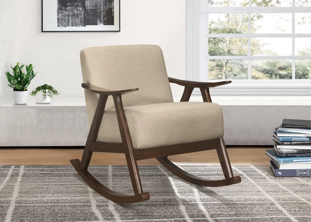 Waithe Brown Exposed Wood Rocking Chair-1
