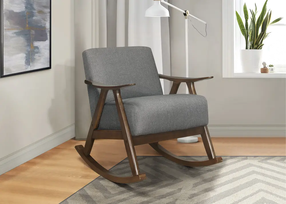 Waithe Gray Exposed Wood Rocking Chair-1