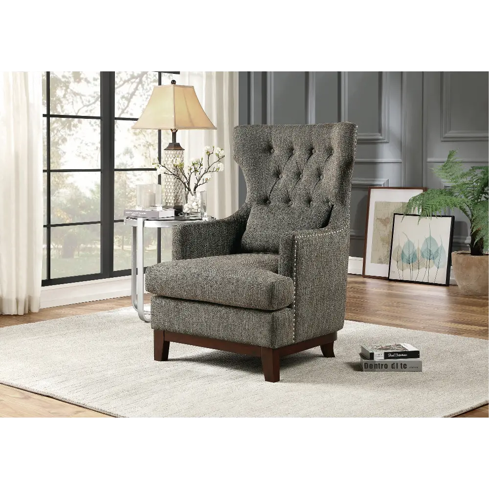 Adriano Brown-Gray Wingback Accent Chair-1