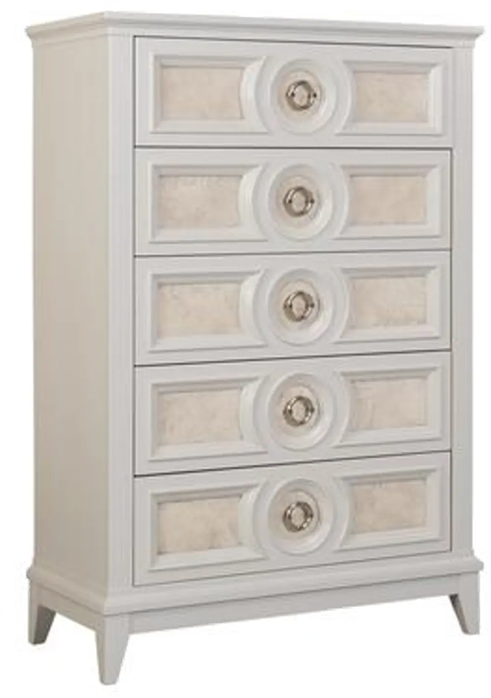 Traditional Pearl White Chest of Drawers - Crystal View-1
