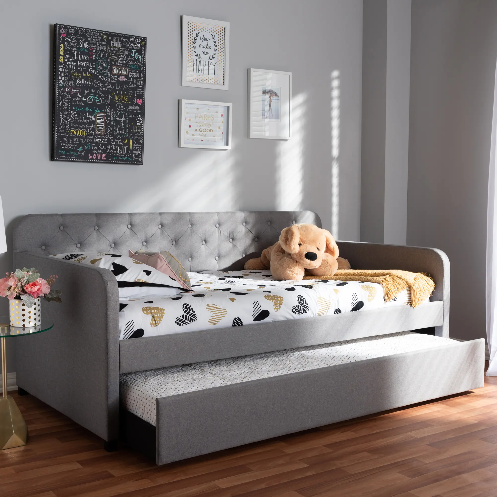 Modern Light Gray Upholstered Twin Daybed - Tahlia