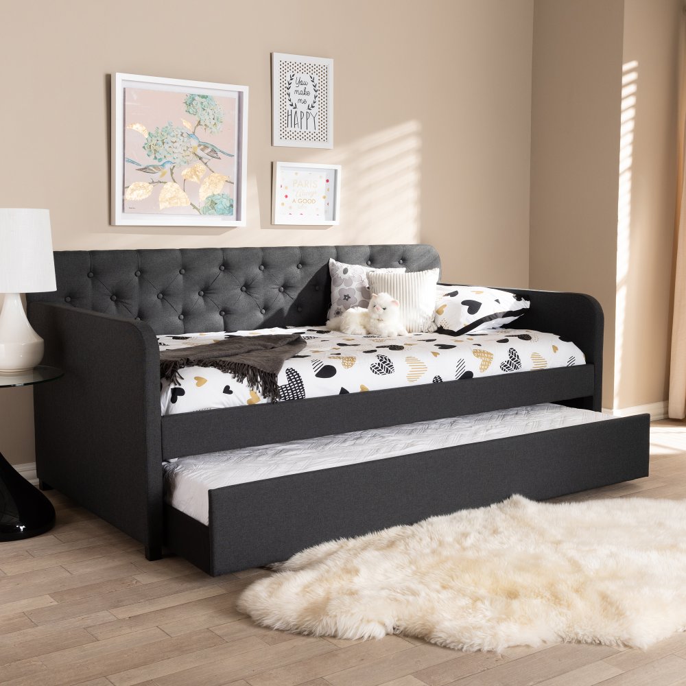 Modern Charcoal Upholstered Twin Daybed - Tahlia