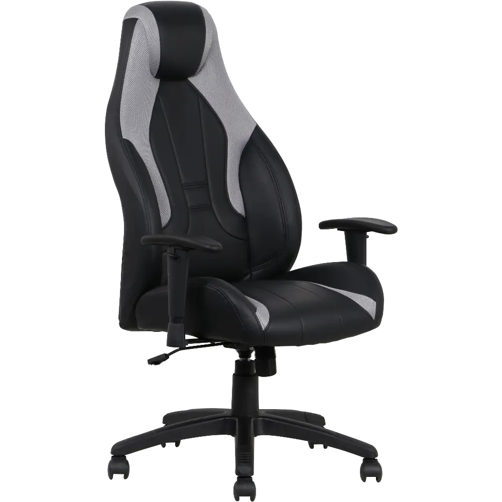 Commander Black and Silver Gaming Chair-1