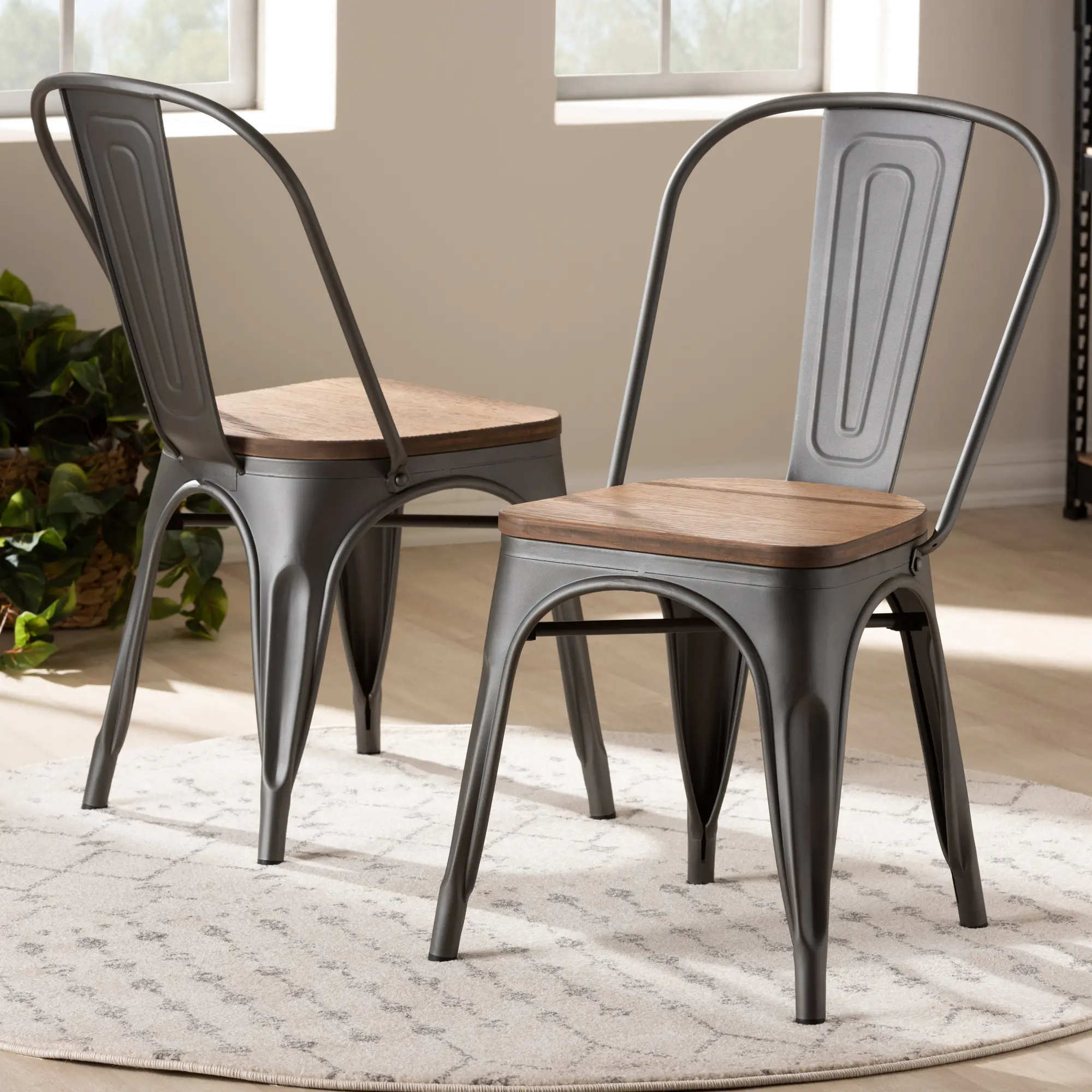 Melville Gunmetal Gray Metal Dining Room Chair