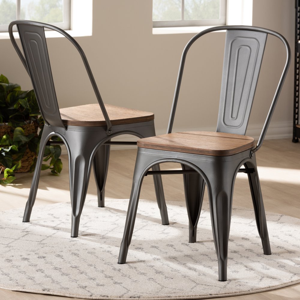 Melville Gunmetal Gray Metal Dining Room Chair