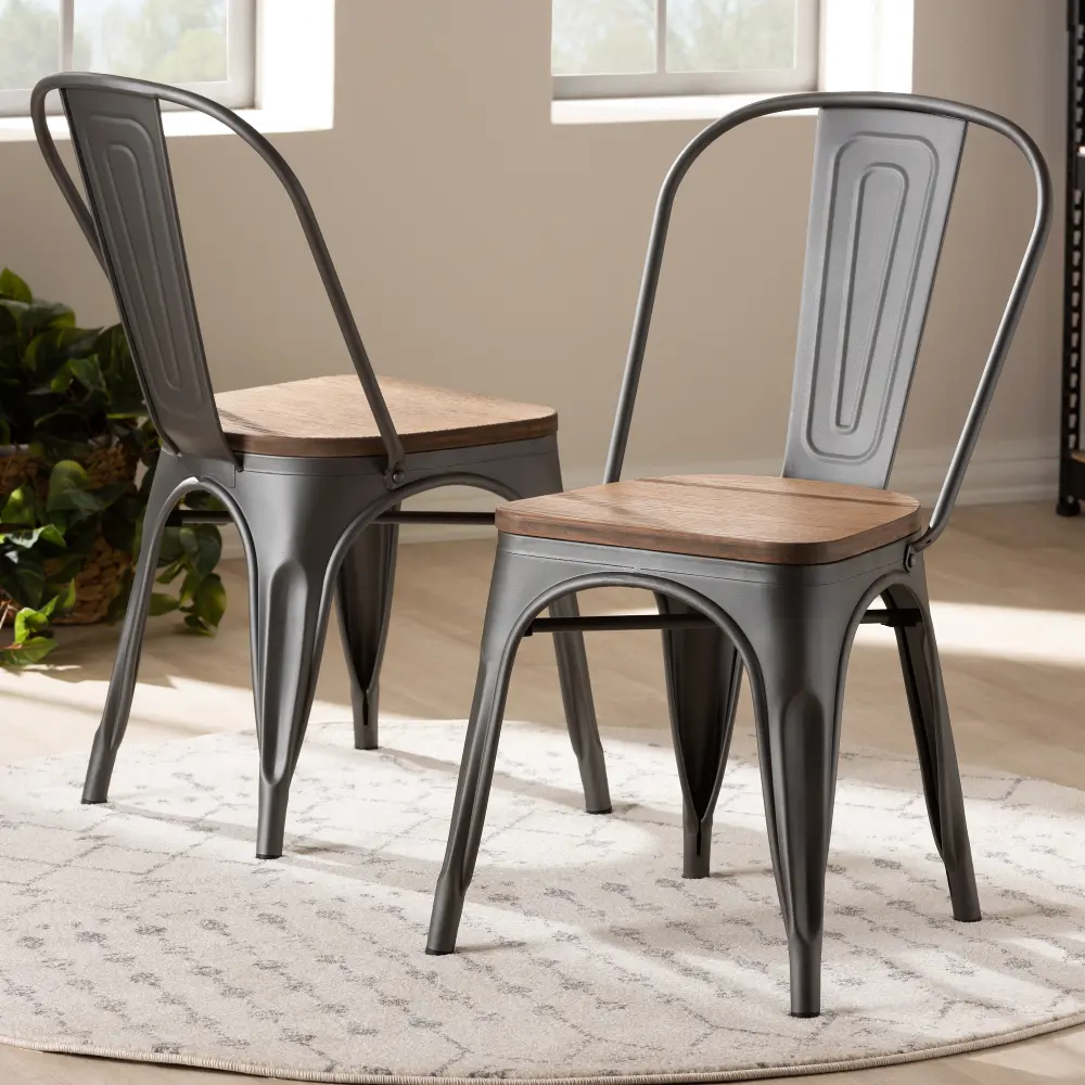 150-9128-RCW Melville Gunmetal Gray Metal Dining Room Chair-1