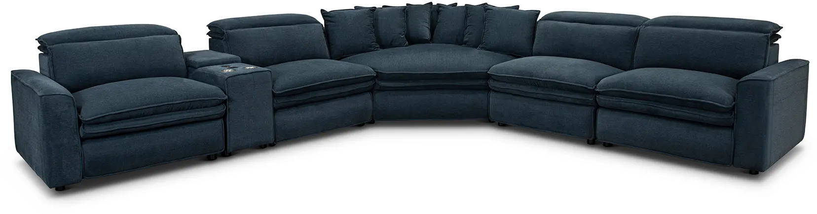 Biggie Eclipse Navy Blue Power Reclining Sectional with XL Wedge